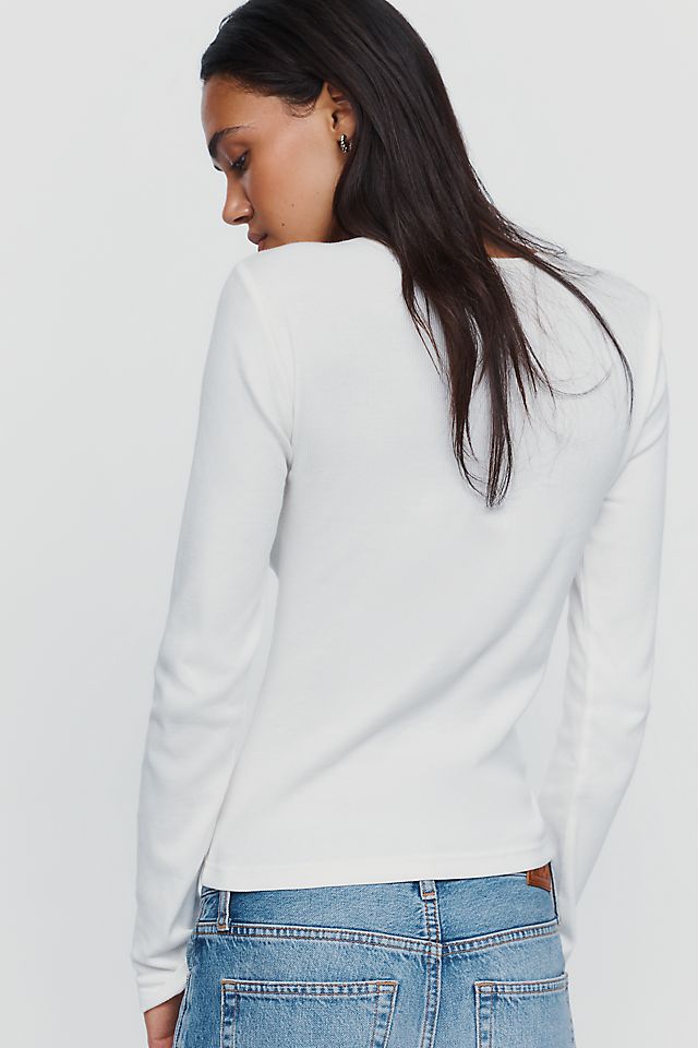 Pilcro Women's Square-Neck Cotton Modal Long Sleeve Top 58.4cm