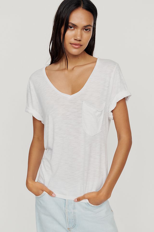 Pilcro Quinn Women's Cotton Modal V-Neck Tee 60.3cm