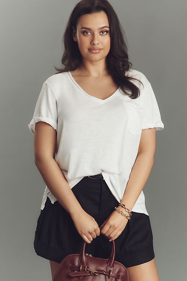 Pilcro Quinn Women's Cotton Modal V-Neck Tee 60.3cm
