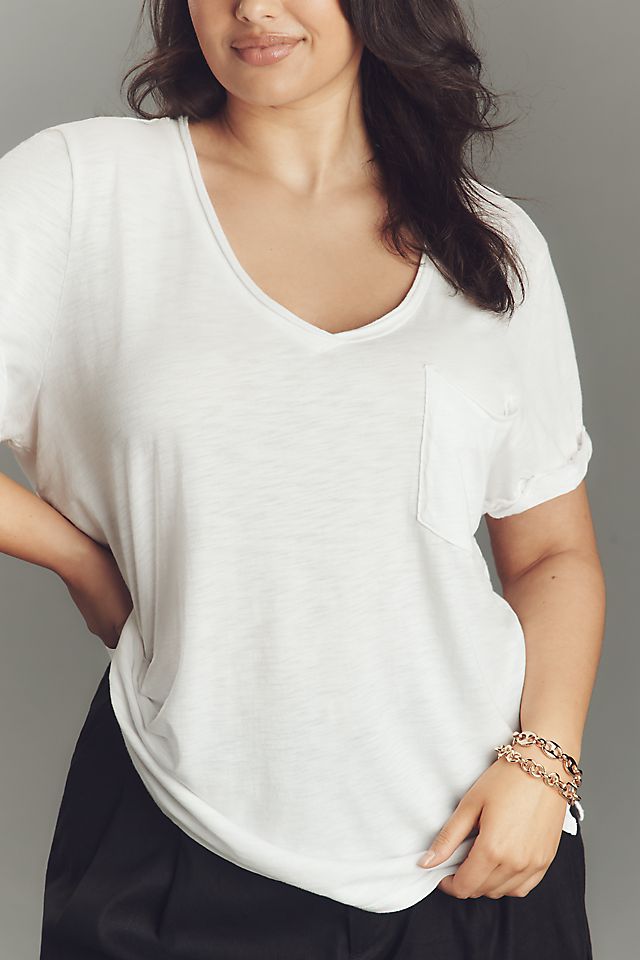 Pilcro Quinn Women's Cotton Modal V-Neck Tee 60.3cm