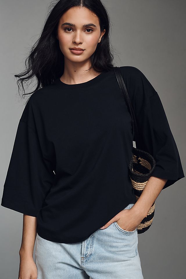 Maeve Women's Slouchy Relaxed Cotton Knit Top 66cm