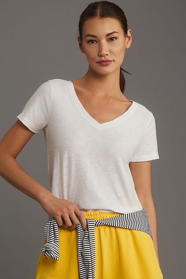 Pilcro Bennie Women's Slim V-Neck Cotton T-Shirt 59.1cm