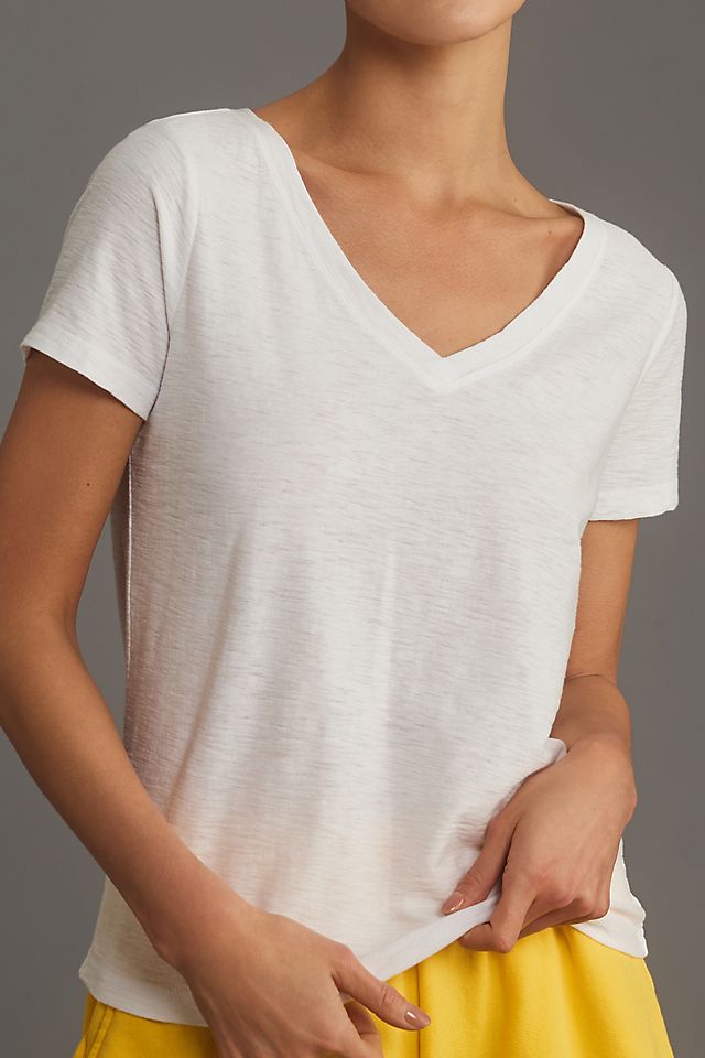 Pilcro Bennie Women's Slim V-Neck Cotton T-Shirt 59.1cm