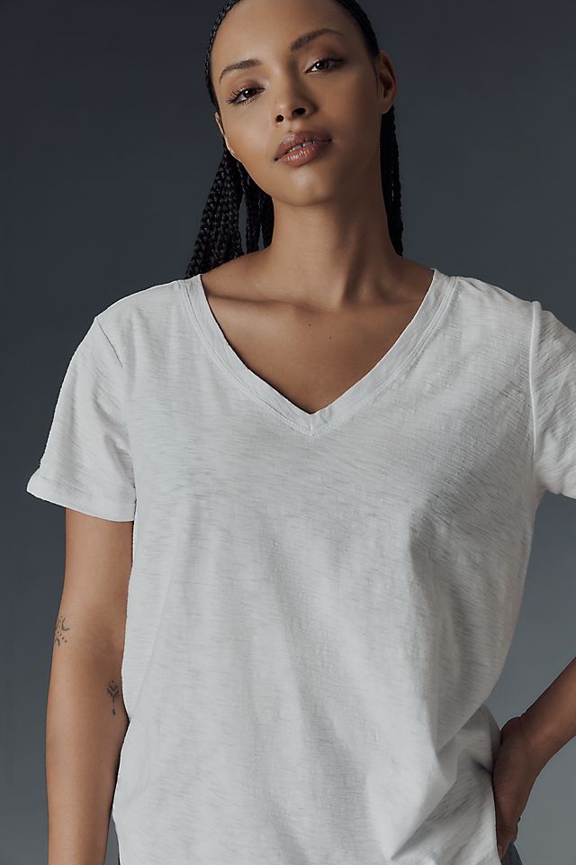 Pilcro Bennie Women's Slim V-Neck Cotton T-Shirt 59.1cm