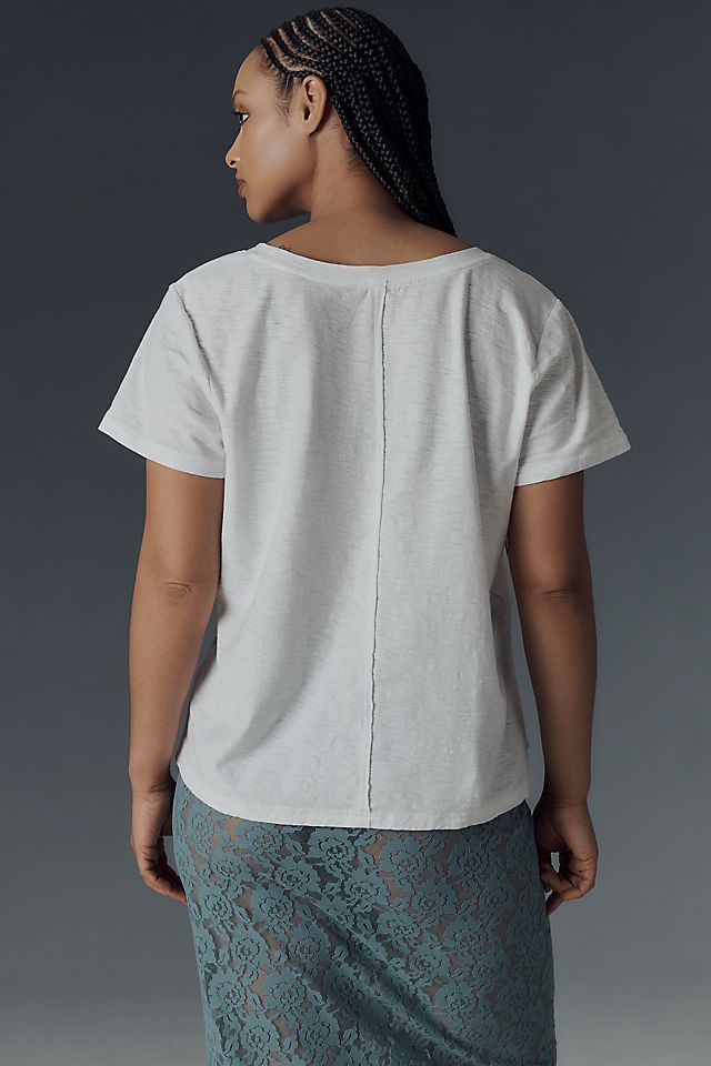 Pilcro Bennie Women's Slim V-Neck Cotton T-Shirt 59.1cm