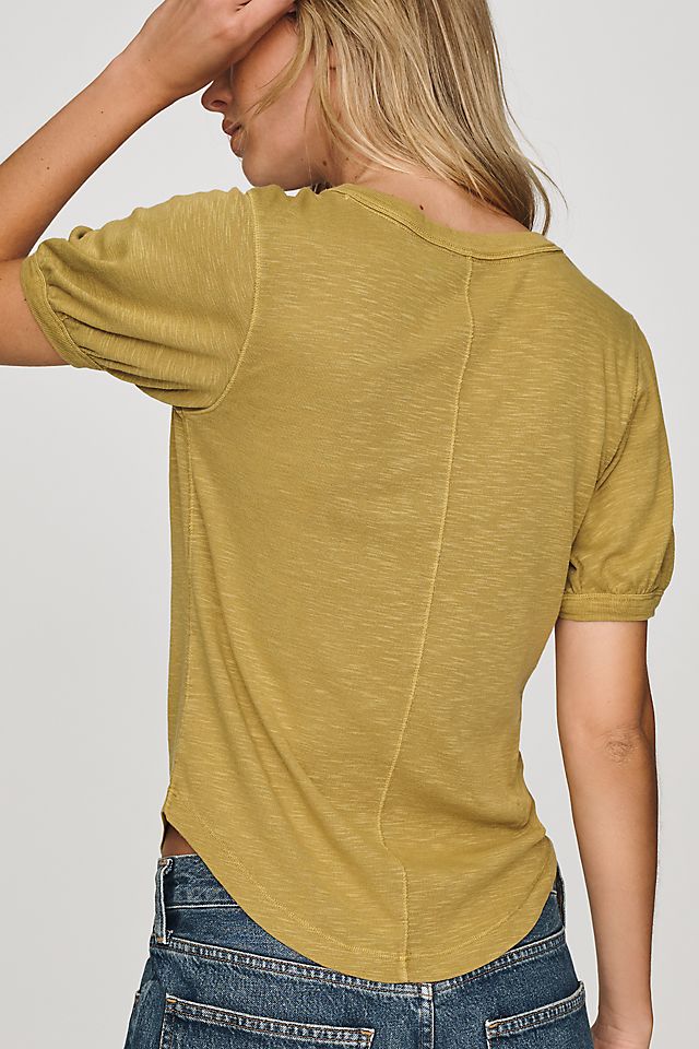 Pilcro Women's Puff Sleeve Cotton T-Shirt 50.8cm
