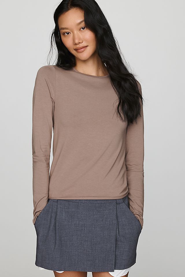 By Anthropologie Evan Women's Cotton Modal Long Sleeve Tee 50.8cm