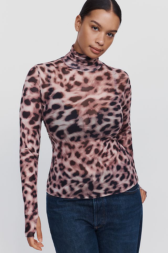 AFRM Zadie Women's Polyester Spandex Mesh Mock Neck Top 55.9cm