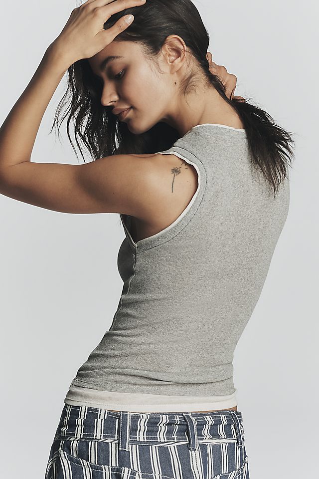 Maeve Women's Double-Layer Cotton Blend Tank Top 50.8cm